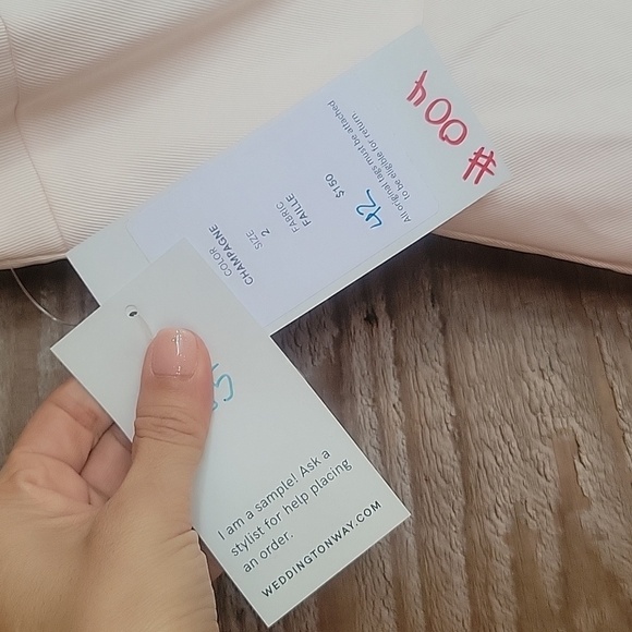 Weddington Way Size 2 One Shoulder Scalloped Champagne Dress Sample NWT - Picture 7 of 12